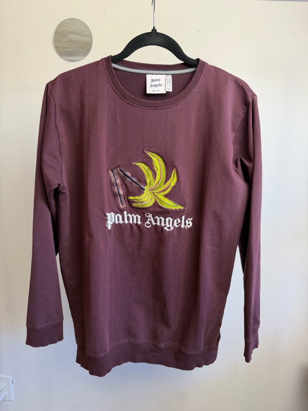 Palm Angels Burgundy Embroidered Logo Sweatshirt Size L Made in Italy